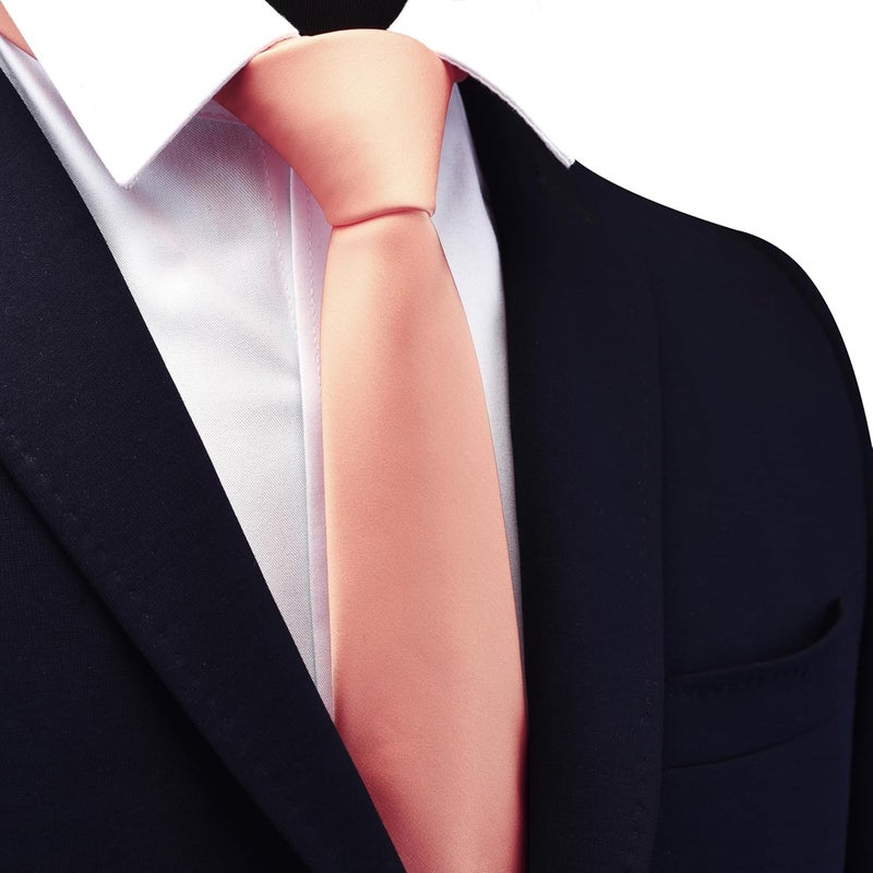 Branduce 2.4"（6cm） Mens Solid Skinny Satin Tie Pure Color Slim Necktie for Business and Wedding - Image 2